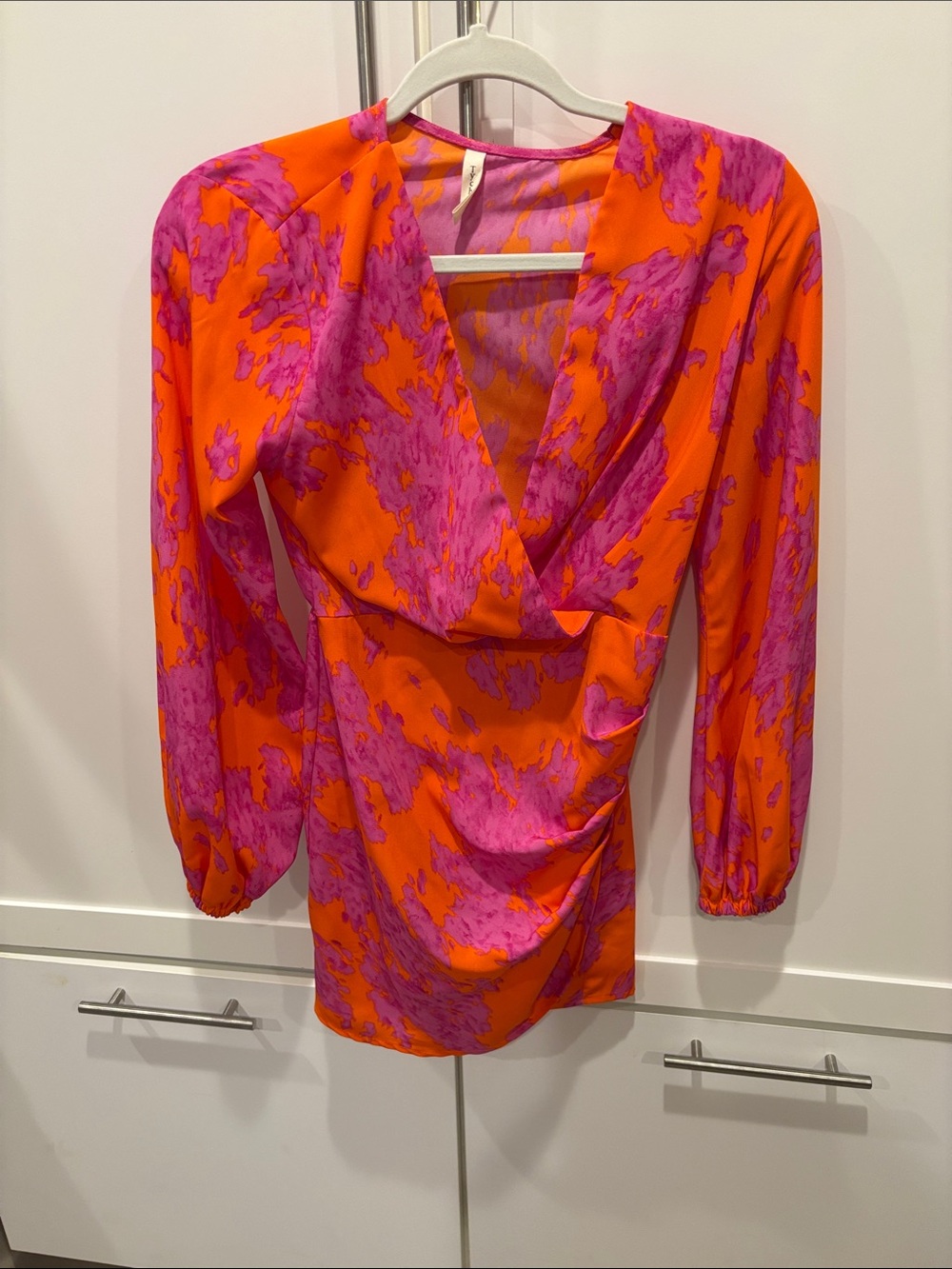 Tyche Orange and Pink V-Neck Long Sleeve Top